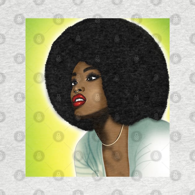 black woman with big afro hair by Spinkly Creations 